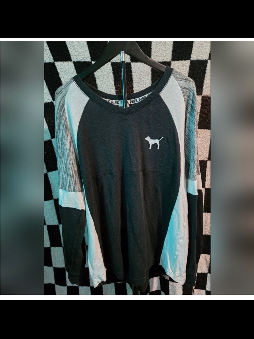 PINK Victoria's Secret Black & White Raglan Pullover